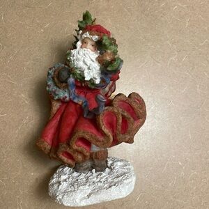 Vintage 1997 "Windswept Santa" Ceramic Figurine, Original Art by Peggy Abrams